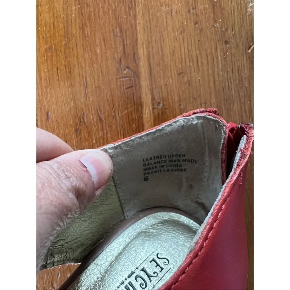 Seychelles red leather wedge shoes 6